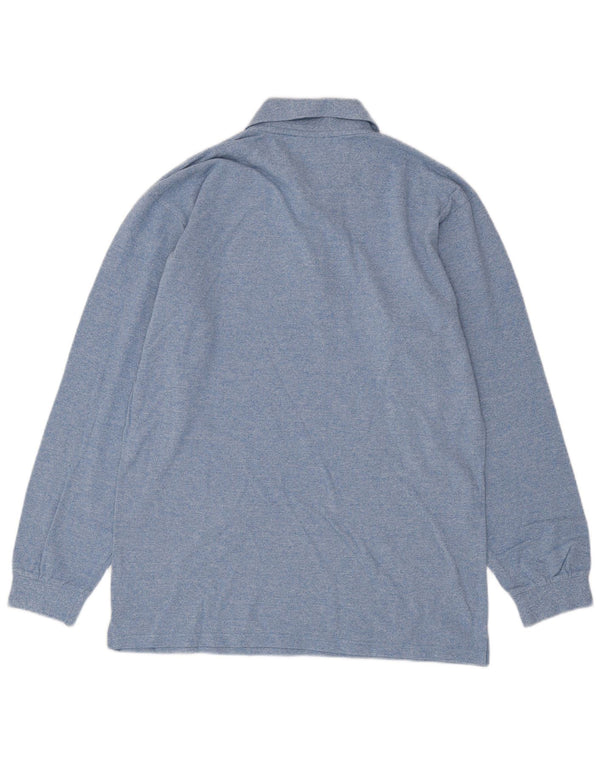 Champion Langærmet poloshirt til mænd, stor blå flækket bomuld