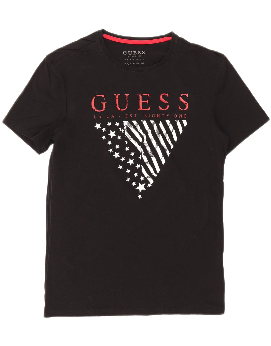 GUESS Womens Slim Fit Graphic T-Shirt Top UK 14 Medium Black Vintage Guess and Second-Hand Guess from Messina Hembry 