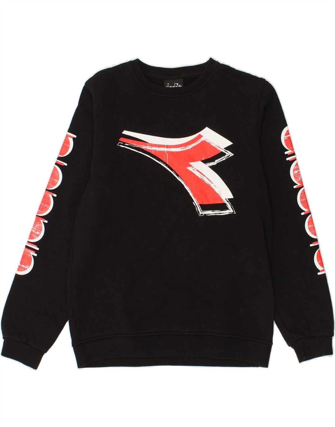 DIADORA Boys Graphic Sweatshirt Jumper 13-14 Years Black Cotton Vintage Diadora and Second-Hand Diadora from Messina Hembry 