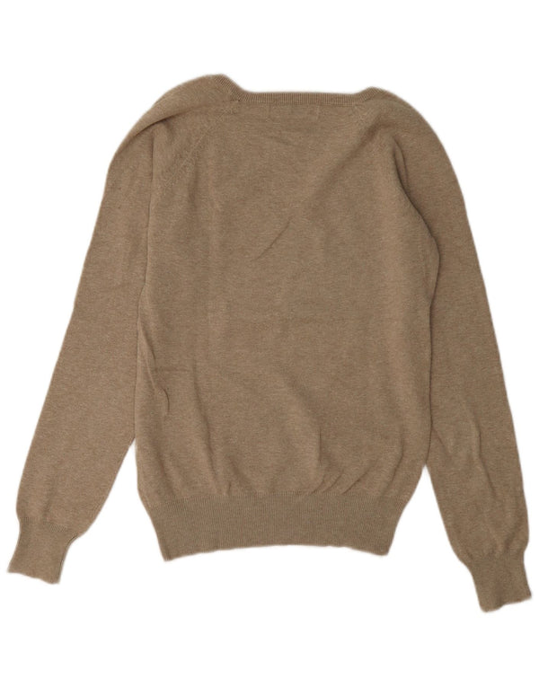Zara Dame V-hals sweater UK 14 Medium Brun Bomuld