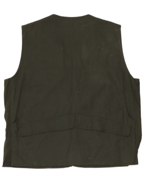 Vintage Herre Utility Gilet IT 58 4XL Grøn Bomuld