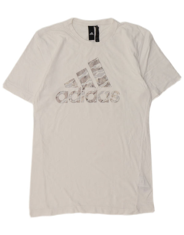 ADIDAS grafisk t-shirt til mænd, lille hvid bomuld