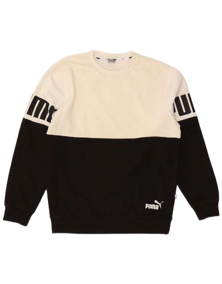 Puma Herre Grafisk Sweatshirt Jumper Lille Sort Colourblock Bomuld