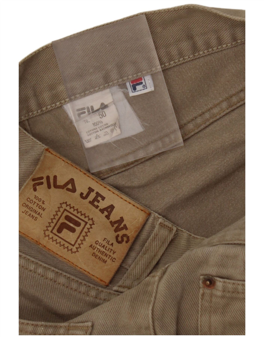 FILA Straight Jeans til mænd IT 50 Large W32 L30 Beige Bomuld