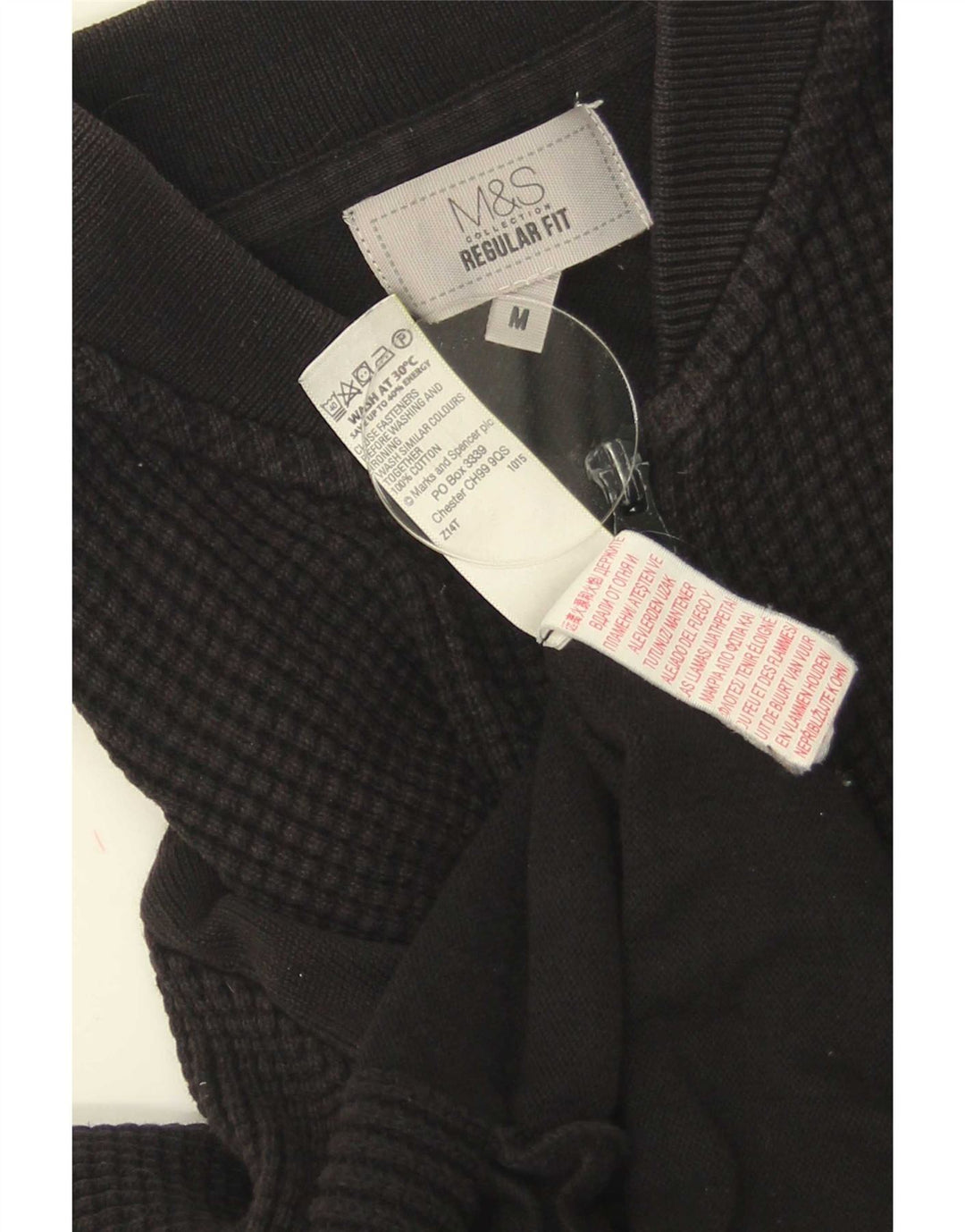 Marks & Spencer Herre Regular Fit Cardigan Sweater Medium Sort Bomuld