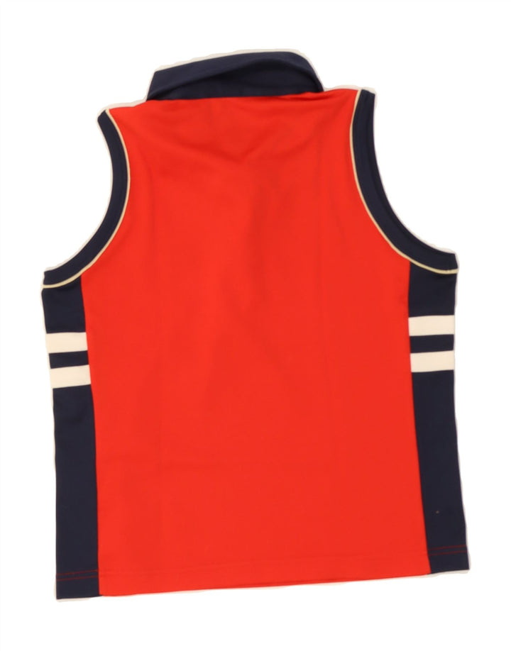 FILA Womens Sleeveless Polo Shirt UK 12 Medium Red Colourblock Polyester Vintage Fila and Second-Hand Fila from Messina Hembry 