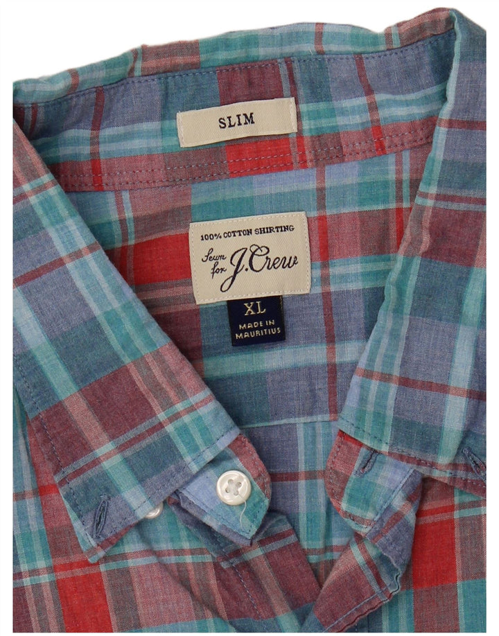 J. Crew Herre Slim Shirt XL Blå ternet bomuld