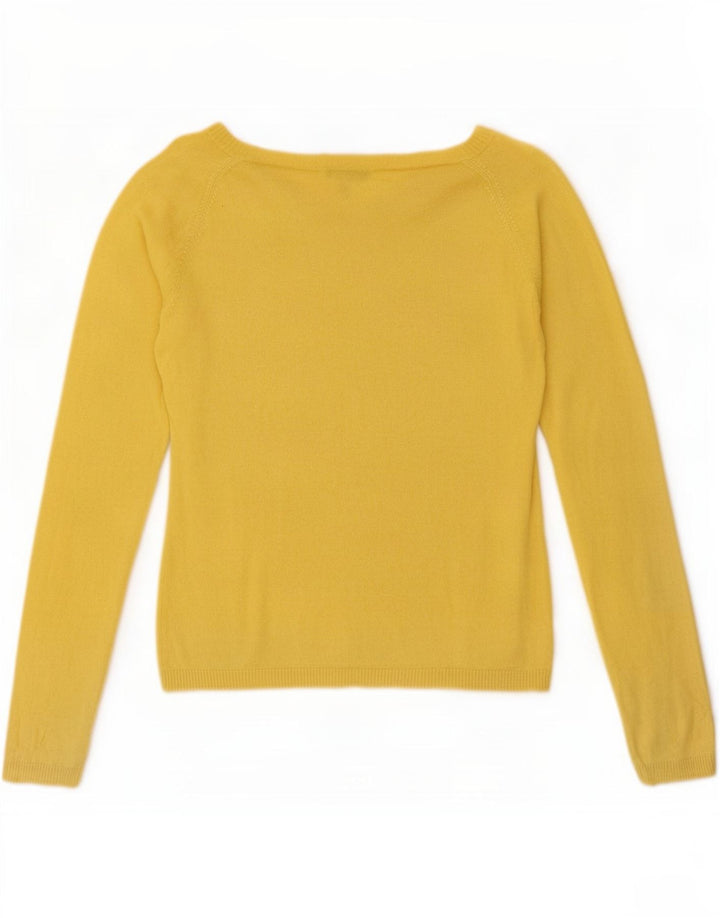 Massimo Dutti Dame V-hals sweater UK 14 Stor Gul Silke