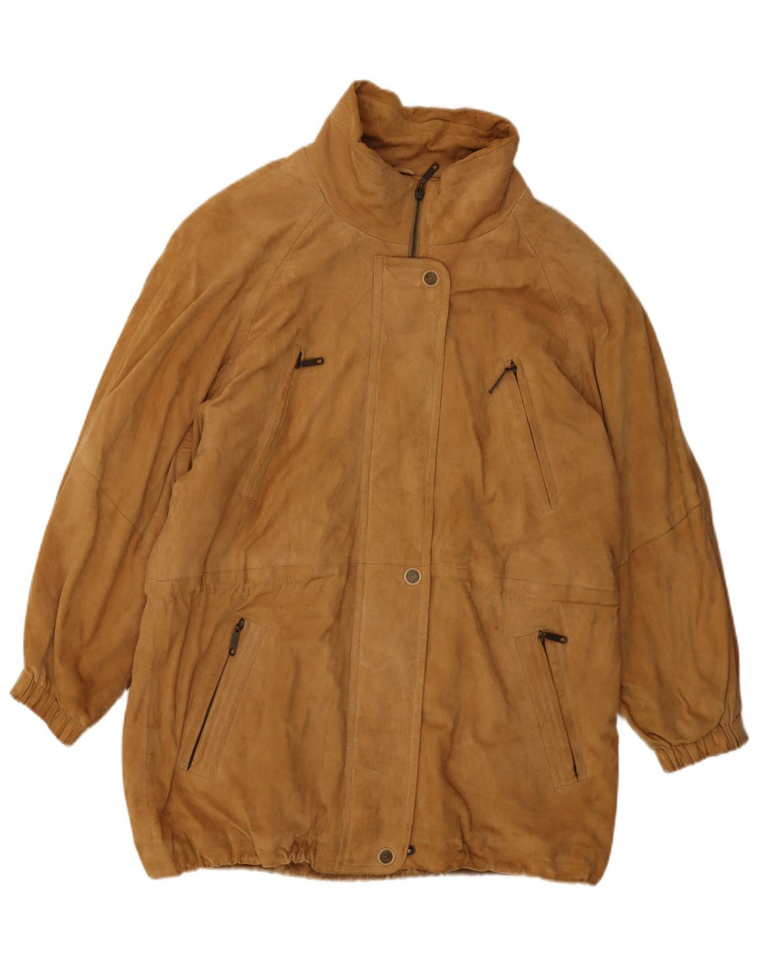 Vintage oversized ruskindsfrakke til kvinder EU 38 medium brunt læder