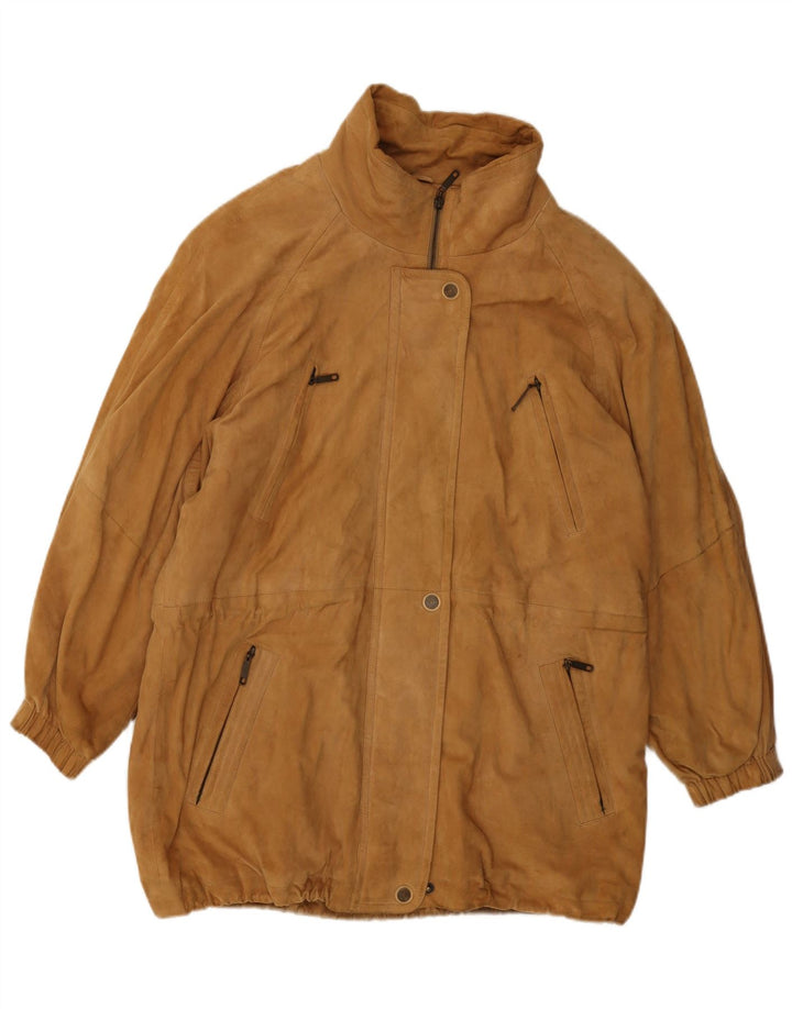 Vintage oversized ruskindsfrakke til kvinder EU 38 medium brunt læder