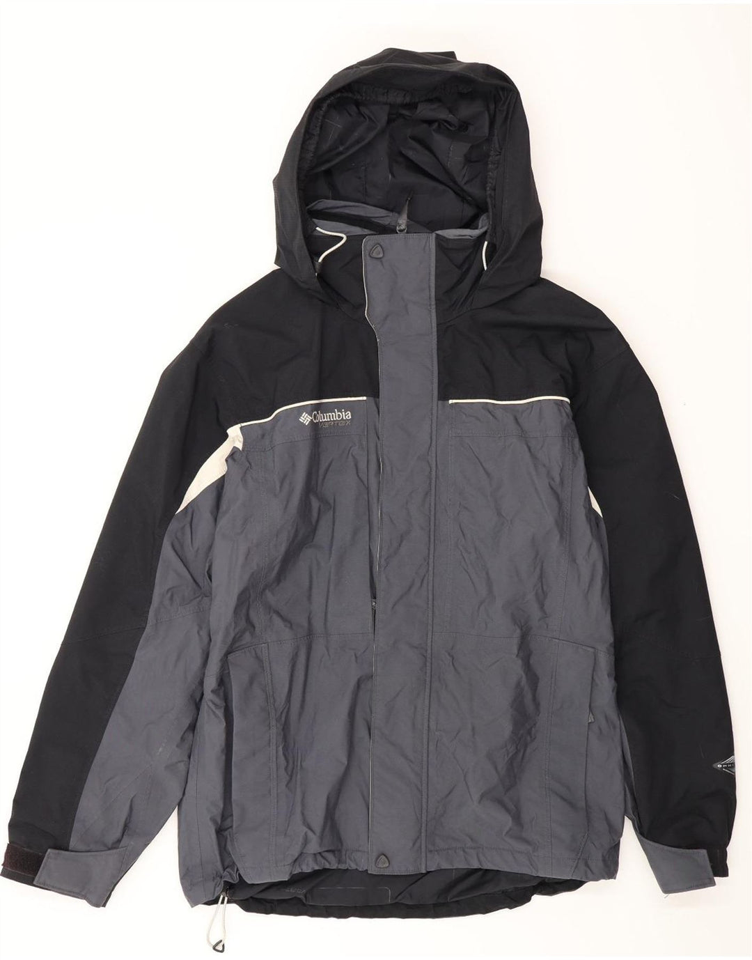 Columbia Regnjakke med hætte til mænd UK 38 Medium Navy Blue Colourblock Nylon