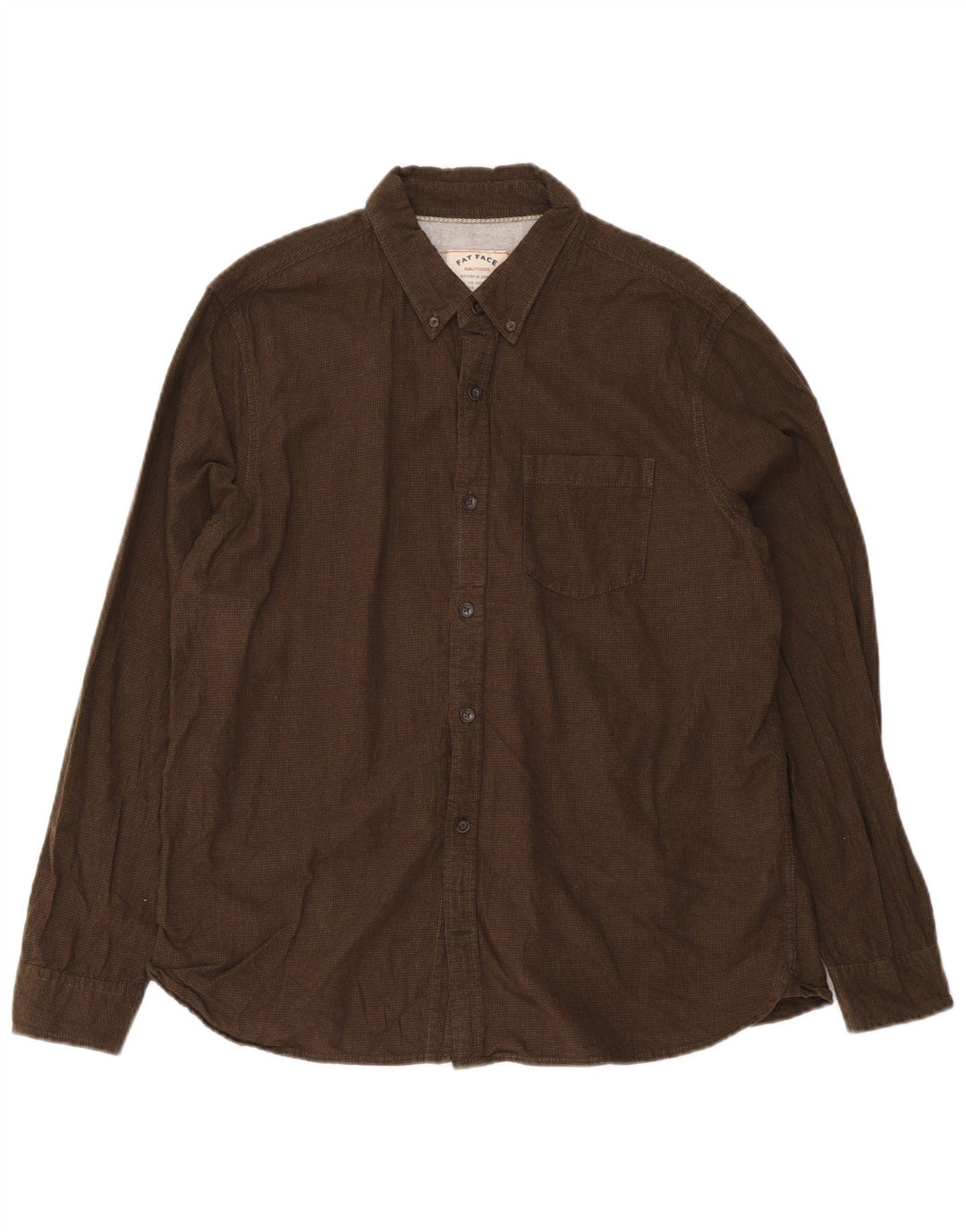 Fat Face Herre Flanellskjorte XL Khaki Houndstooth Bomuld