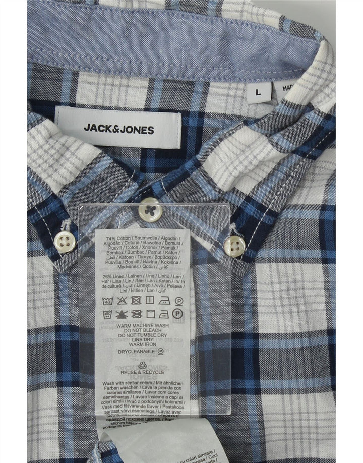 JACK & JONES Mens Shirt Large Blue Check Cotton Vintage Jack & Jones and Second-Hand Jack & Jones from Messina Hembry 
