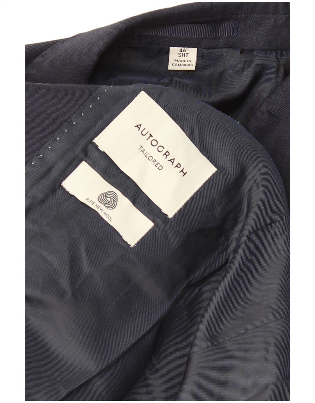 Marks & Spencer Herre Short 2 Button Blazer Jacket UK 42 XL Navy Blue