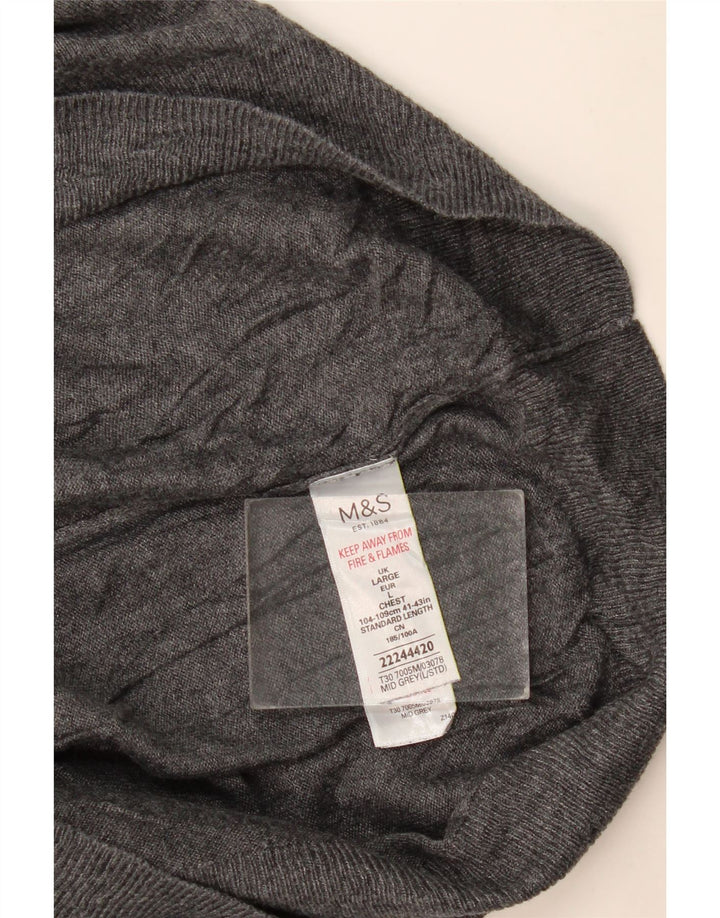 Marks & Spencer Herre V-hals sweater Stor grå bomuld