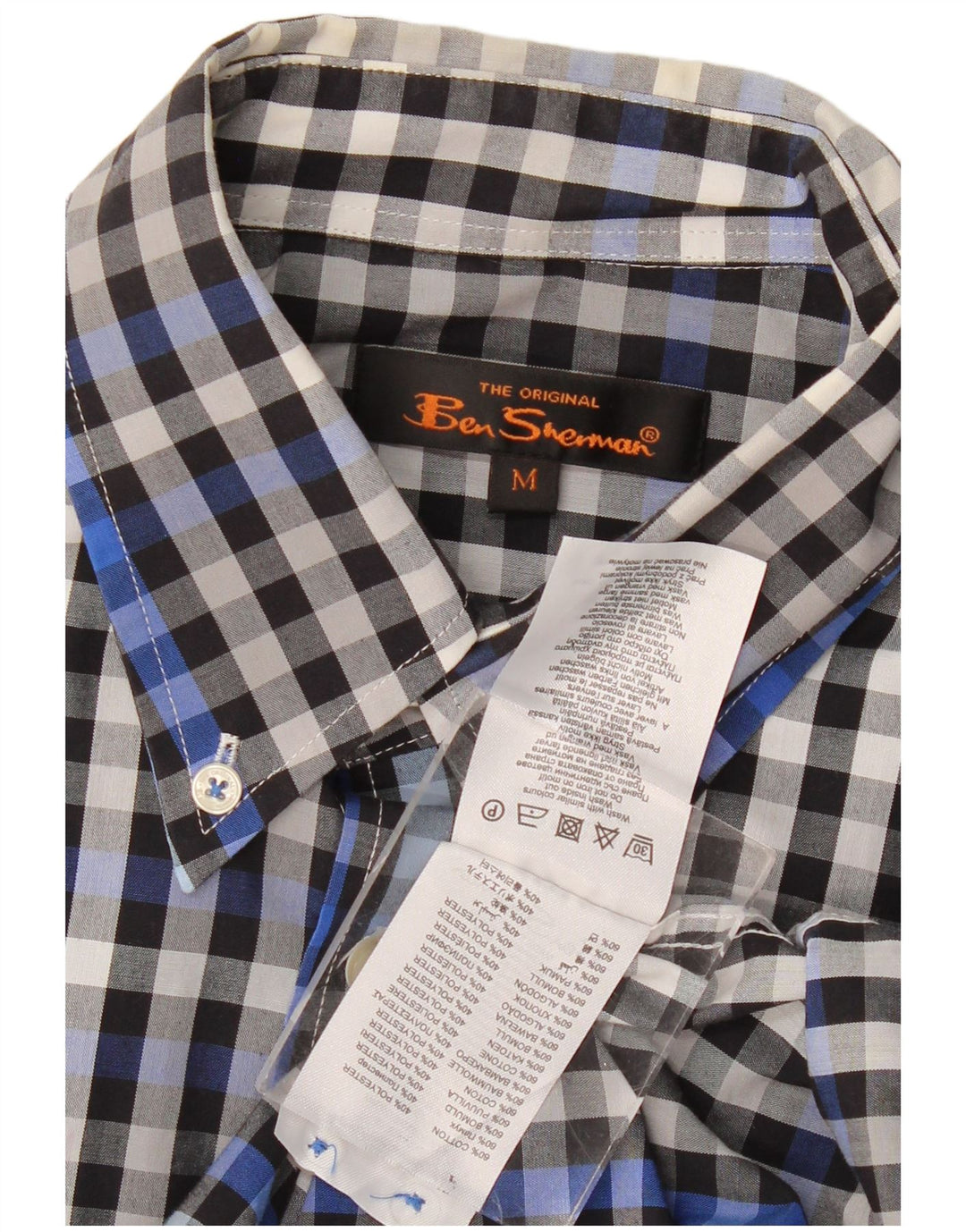 BEN SHERMAN Herreskjorte Medium Marineblå Gingham Bomuld