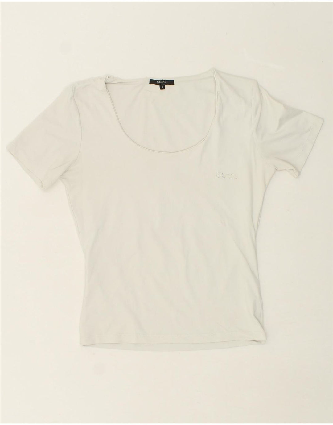 GUESS Womens T-Shirt Top US 4 Small White Vintage Guess and Second-Hand Guess from Messina Hembry 