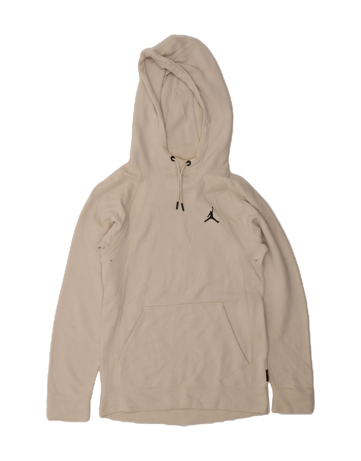 JORDAN Mens Hoodie Jumper Small Off White Cotton Vintage Jordan and Second-Hand Jordan from Messina Hembry 