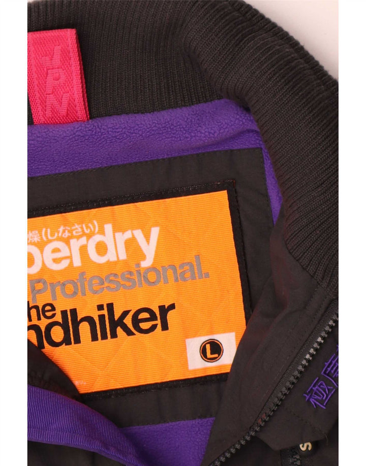 Superdry Womens The Windhiker Windbreaker Jacket UK 16 Large Black