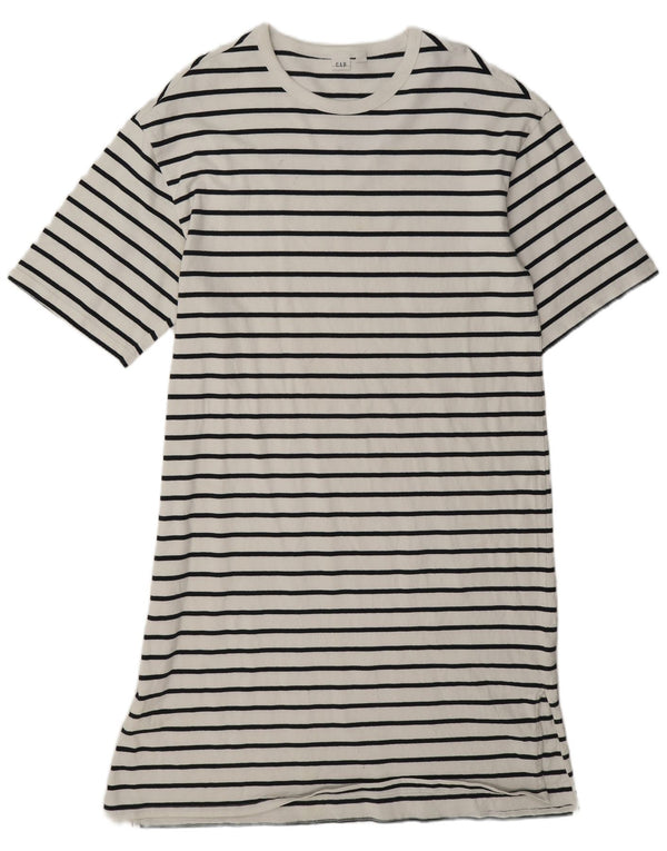 Gap Dame T-Shirt Dress UK 14 Medium Hvid Stribet Bomuld