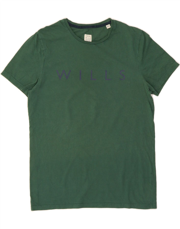 JACK WILLS Mens Graphic T-Shirt Top Small Green Cotton Vintage Jack Wills and Second-Hand Jack Wills from Messina Hembry 