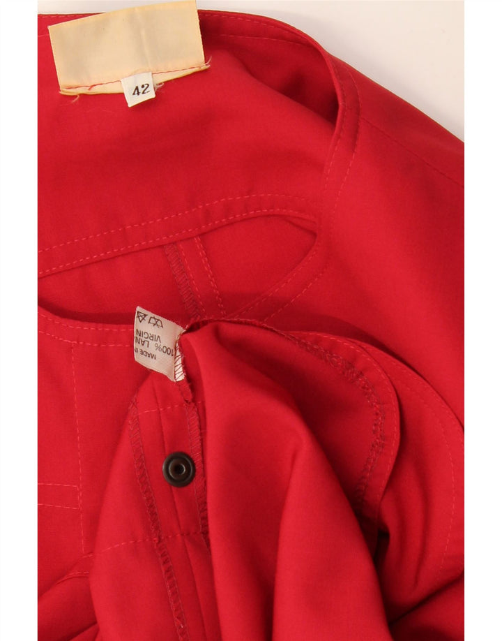 VINTAGE Dame Skjorte Bluse IT 42 Medium Red Virgin Wool