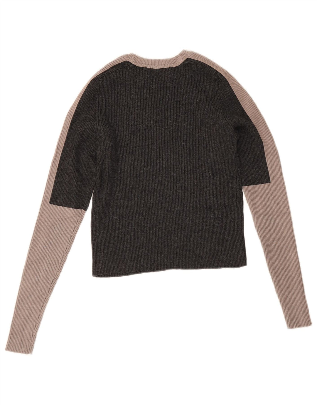 Zara Womens Crop Top Langærmet UK 12 Medium Grey Colourblock Viscose