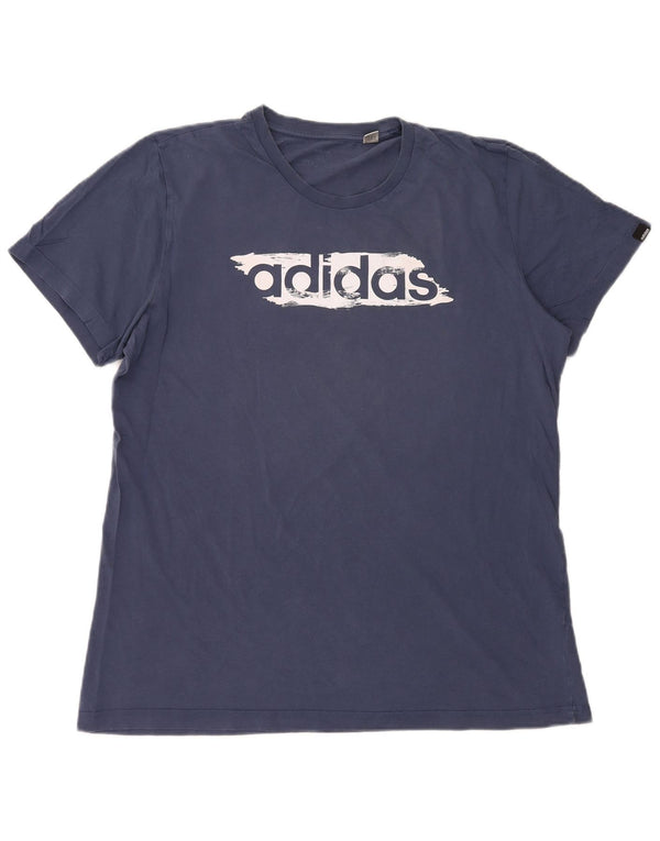 Adidas Herre grafisk T-shirt top XL marineblå bomuld