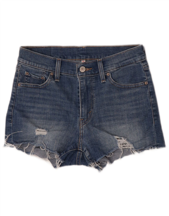 Levi's Dames Distressed Denim Shorts W26 Small Blue