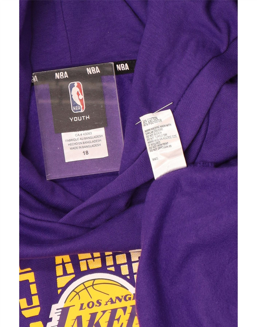 NBA Boys Los Angeles Lakers Grafisk Hoodie Jumper 15-16 år Lilla