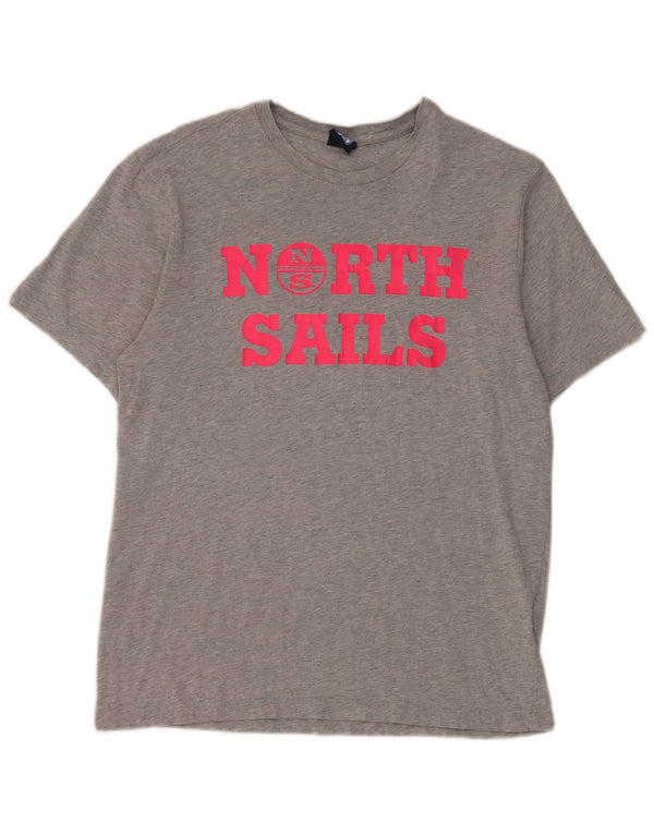 North Sails Dame Oversized grafisk T-shirt Top UK 2 2XS Grå Bomuld