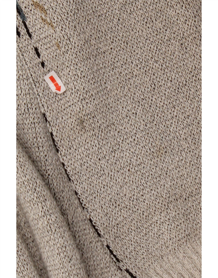 VINTAGE Herre V-hals sweater Stor Grå Geometrisk