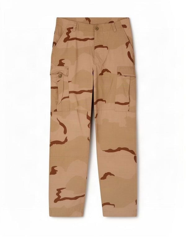 Vintage Straight Cargo Bukser til mænd Small W30 L30 Beige Camouflage