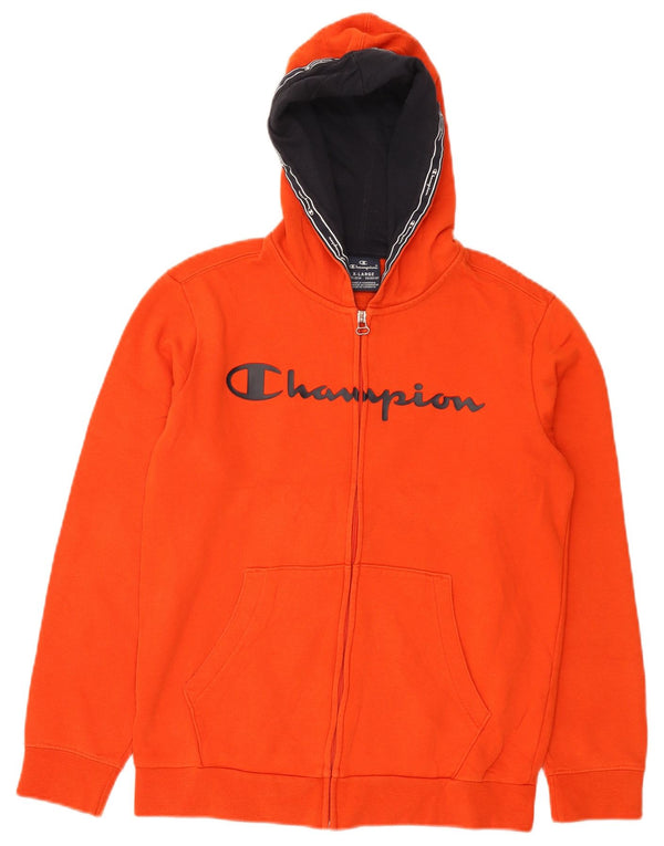 Champion drenge grafisk hættetrøje med lynlås 13-14 år XL orange bomuld