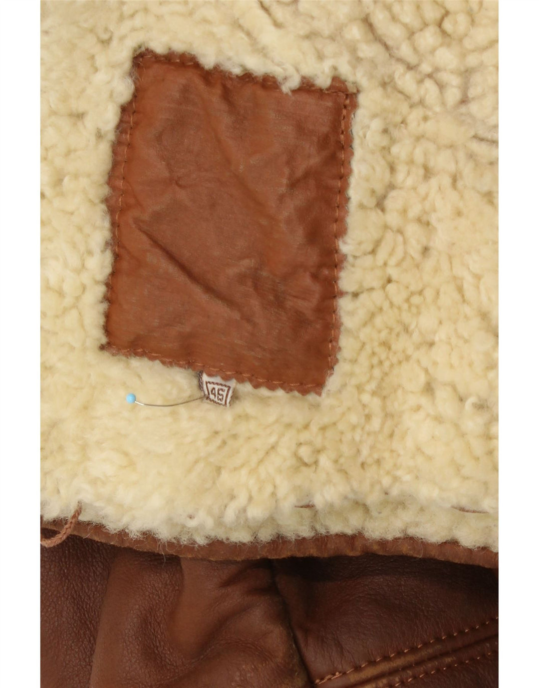 Vintage Herre Loose Fit Shearling Jacket IT 46 Lille brunt læder