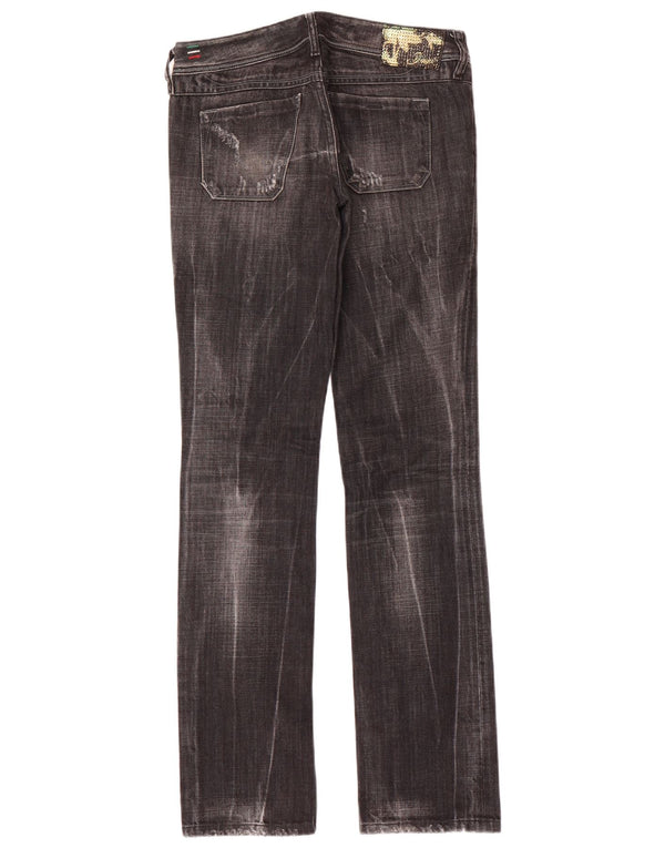 Diesel Womens Lowky Distressed Slim Straight Jeans W27 L32 Black Cotton
