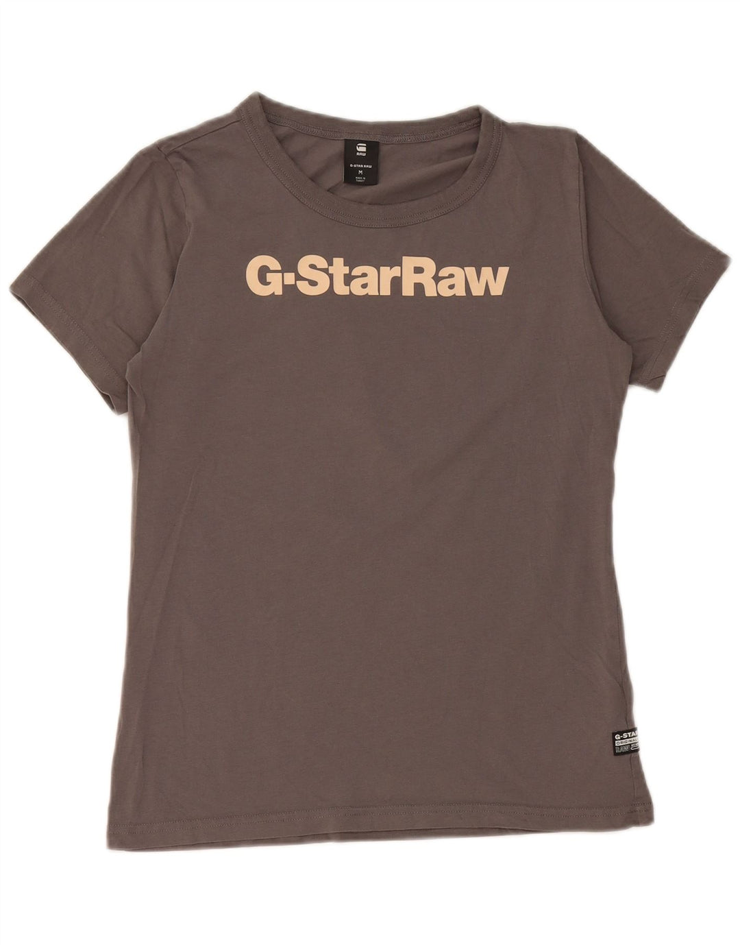 G-Star Dame Grafisk T-Shirt Top UK 12 Medium Grå Bomuld
