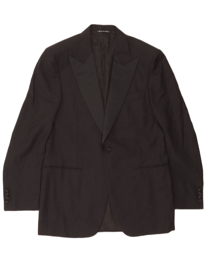 Canali Herre Longline 1-knap blazerjakke IT 48 Medium Sort Virgin Wool