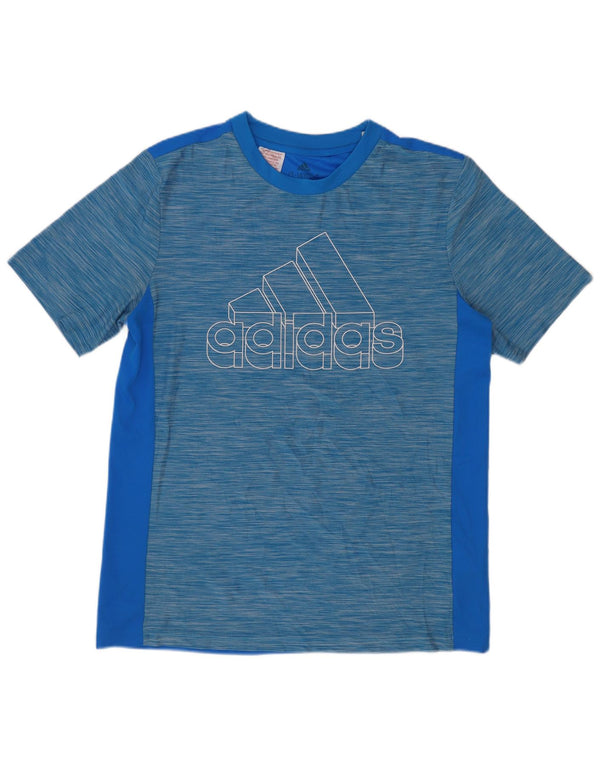 Adidas Boys Aeroready Grafisk T-Shirt Top 13-14 år Blå Colourblock