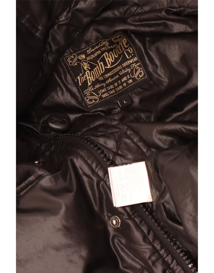 Bomb Boogie Herre hættepolstret jakke UK 40 Stor sort polyester