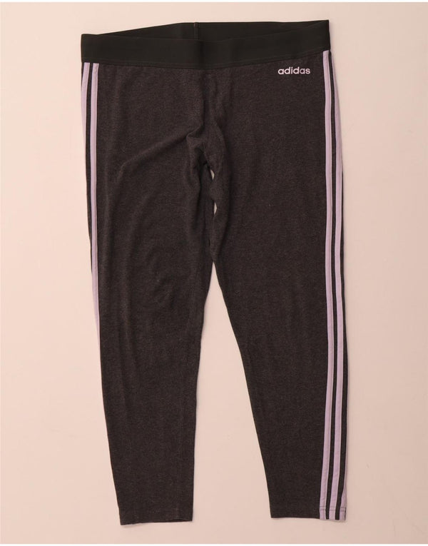 ADIDAS Womens Crop Leggings UK 20/22 XL Grå Bomuld