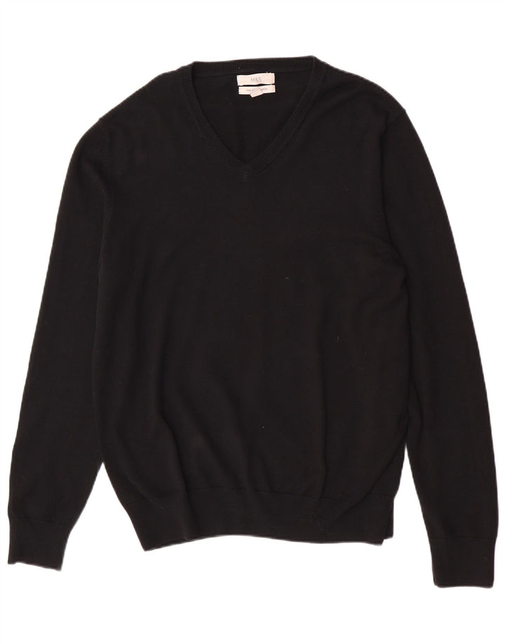 Marks & Spencer Herre V-hals sweater Stor sort bomuld