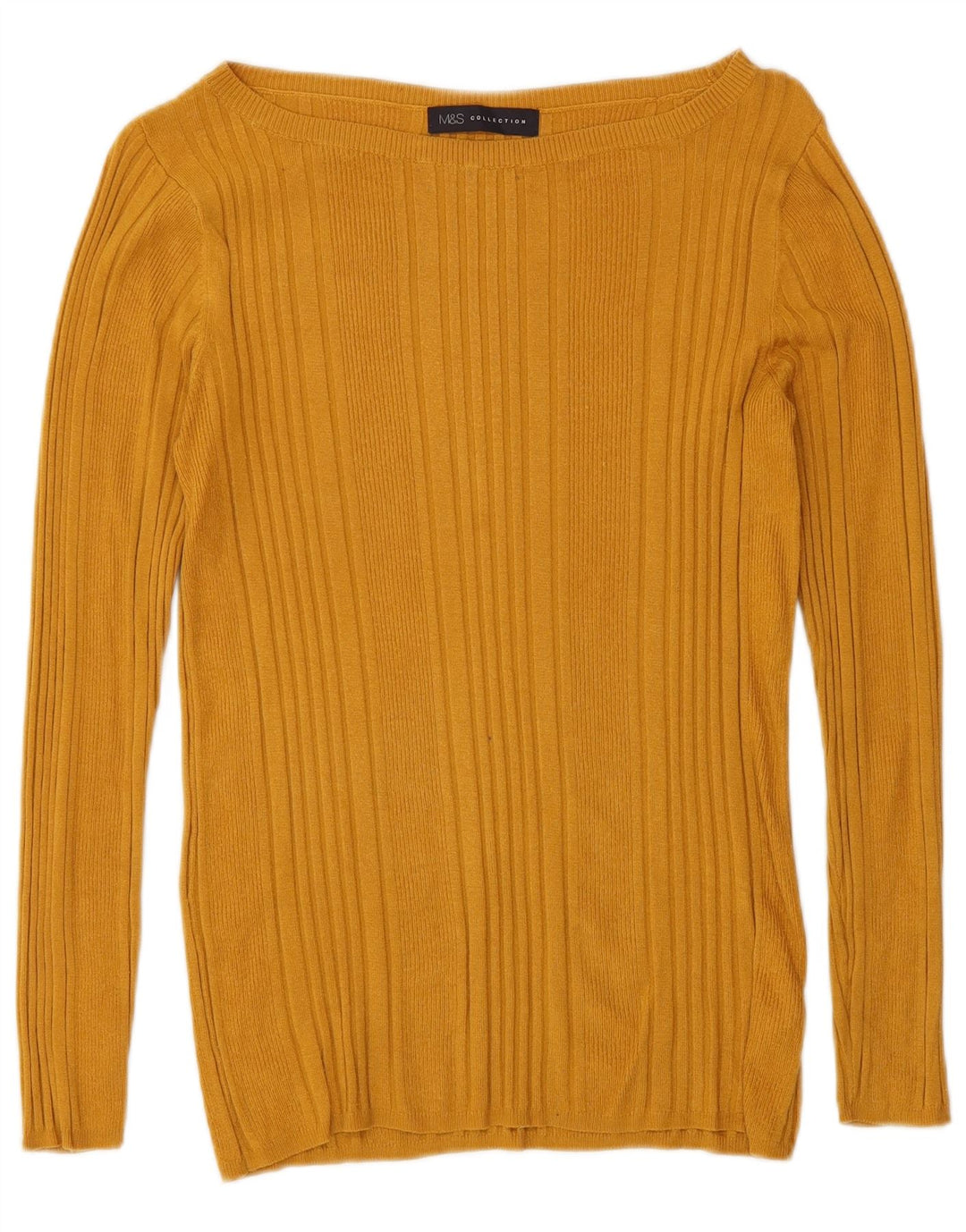 Marks & Spencer Dame Boat Neck Jumper Sweater UK 12 Medium Yellow Viscose