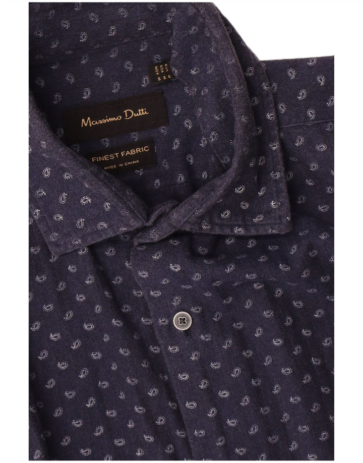 Massimo Dutti Herreskjorte Medium Navyblå Paisley Bomuld