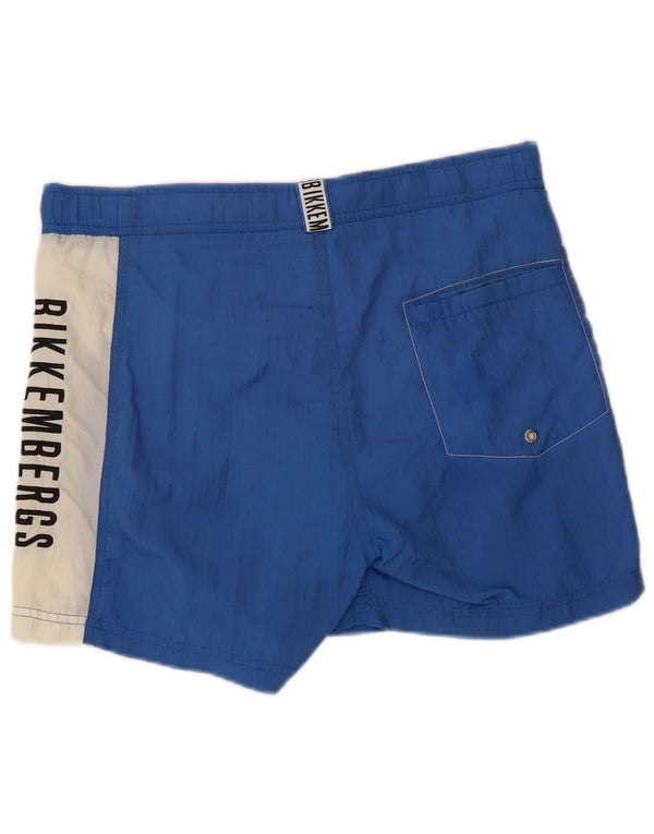 Bikkembergs Grafiske badeshorts til mænd Medium Blue Colourblock Polyamid