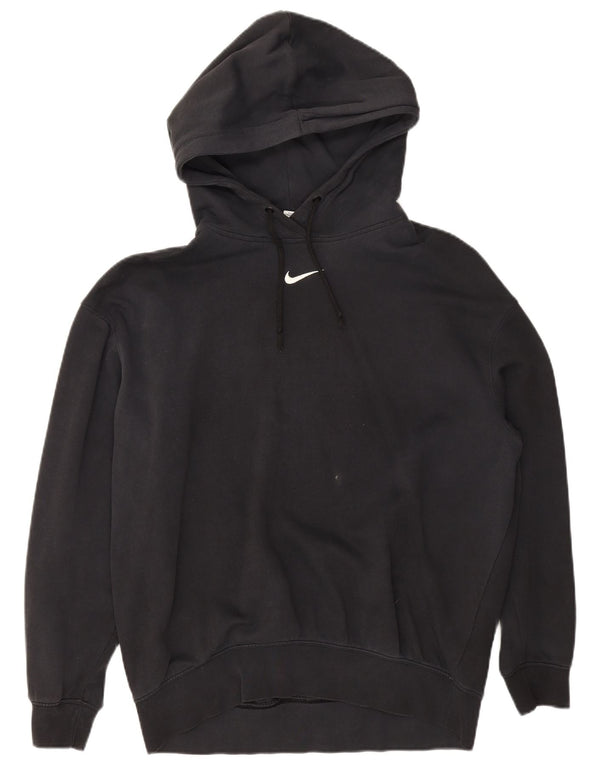 Nike Dame Oversized Hoodie Jumper UK 10 Small Black Bomuld
