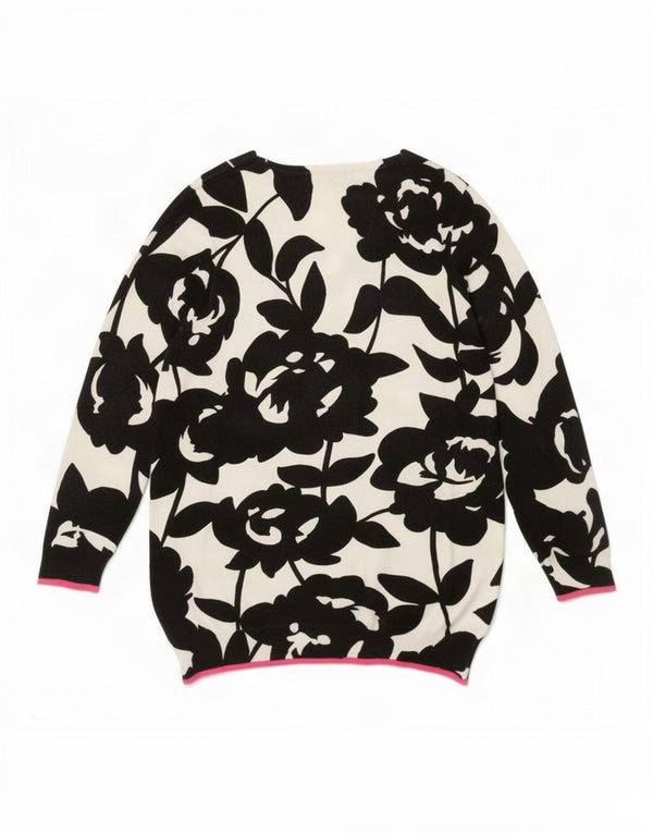 Marks & Spencer Dame V-hals sweater UK 22 3XL Off White Floral
