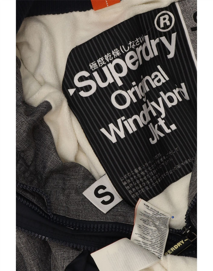 Superdry Windbreaker-jakke med hætte til mænd UK 36 Small Grey Colourblock