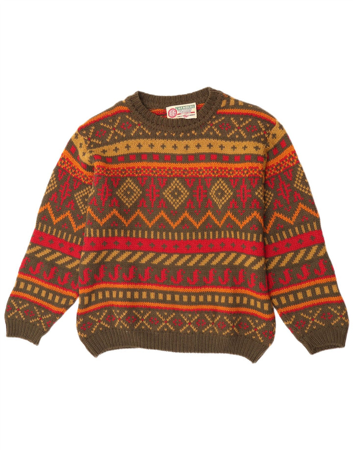 Chambers Herre Crew Neck Jumper Sweater Medium Grøn Geometrisk Uld