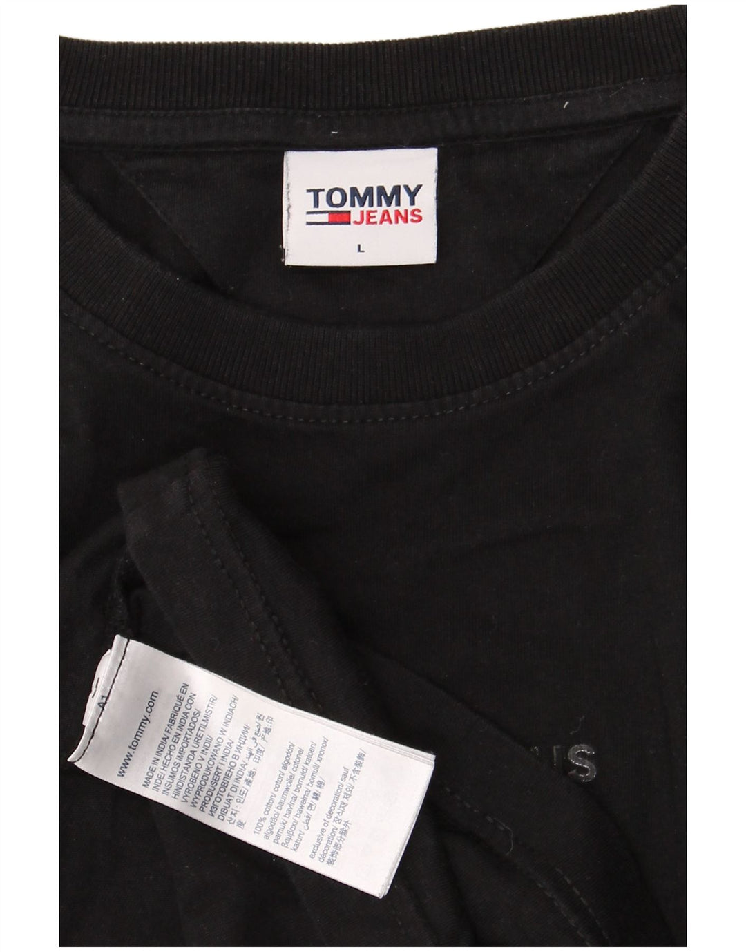 Tommy Hilfiger Herre T-Shirt Top Stor Sort Bomuld